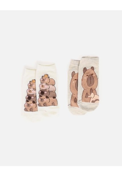 Medias Set X2 Con Diseño Capibara
