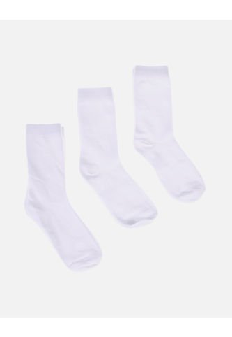 Media Blanca Lisa Colegial Larga Niña X 3 Und Arequipe