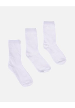 Media Blanca Lisa Colegial Larga Niña X 3 Und
