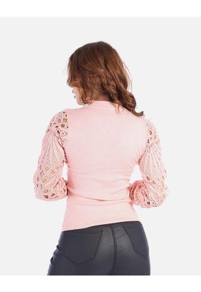 Blusa Tejida Con Mangas En Encaje