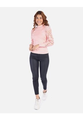 Blusa Tejida Con Mangas En Encaje