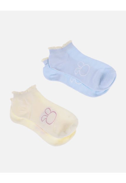 Pack X2 Medias Tobilleras Para Dama Con Estampado De Conejo