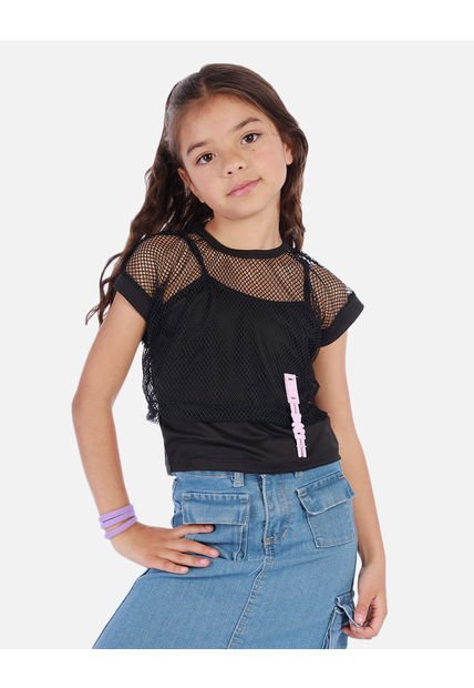 Blusa Tipo Crop Para Niña Con Diseño De Malla