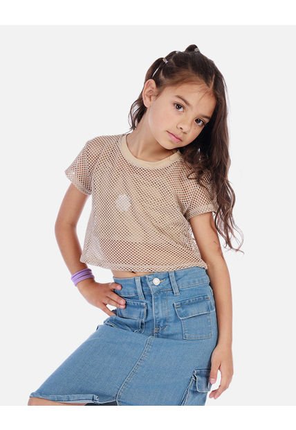 Blusa Tipo Crop Para Niña Con Diseño De Malla