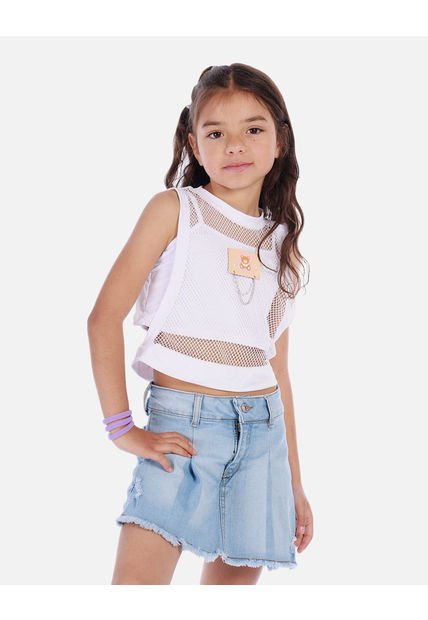 Blusa Tipo Crop Para Niña Con Diseño De Malla