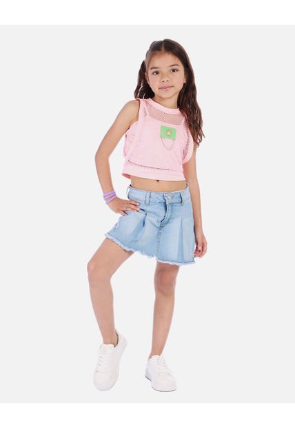 Blusa Tipo Crop Para Niña Con Diseño De Malla