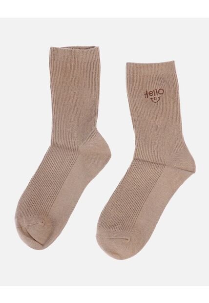 Medias Largas Para Dama Con Bordado “Hello”