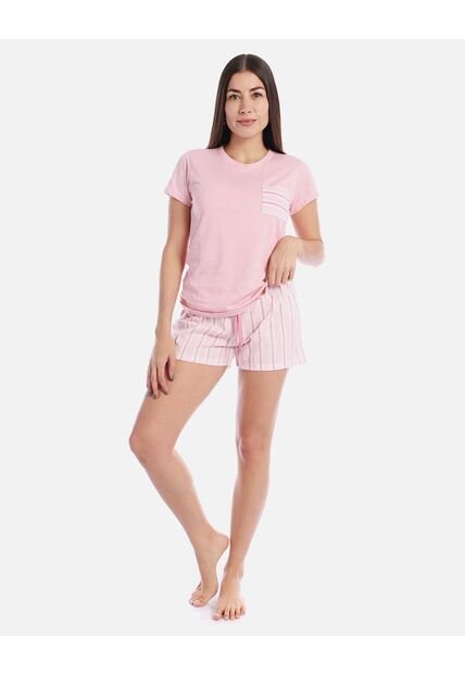 Pijama Corta Con Camiseta Estampada