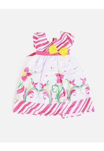 Vestido Rayas Con Flores Y Lazo Amarillo Arequipe