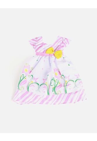 Vestido Rayas Con Flores Y Lazo Amarillo Arequipe