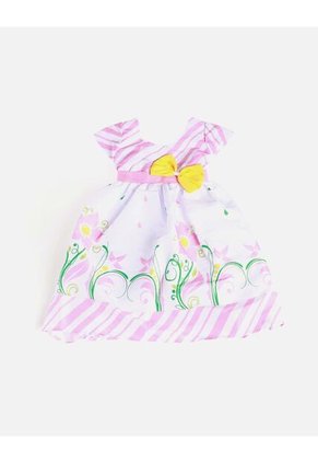 Vestido Rayas Con Flores Y Lazo Amarillo