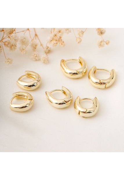 Set X3 Argollas Doradas Gruesas