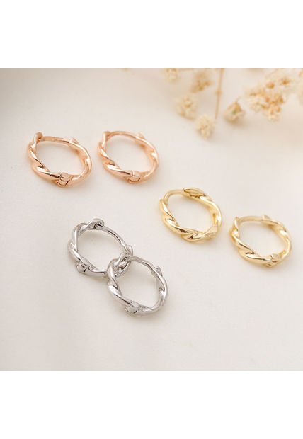 Set X3 Candongas Lisas En Dorado, Plateado Y Rosado