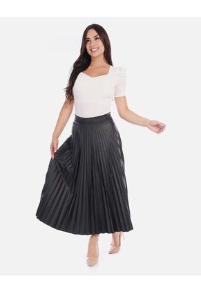 Falda Plisada Midi Para Mujer Moderna