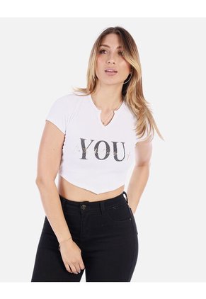 Crop Top Estampado Mujer Con Escote | Moda Juvenil Arequipe