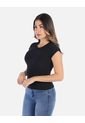 Camiseta Básica Manga Corta En Rib Cuello Redondo Mujer de Arequipe