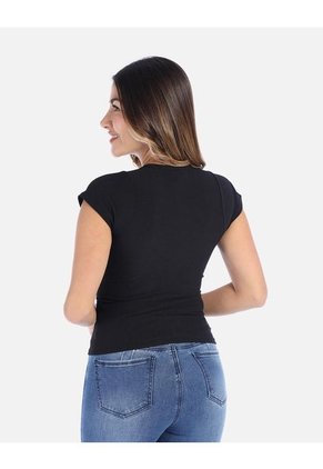 Camiseta Básica Manga Corta En Rib Cuello Redondo Mujer