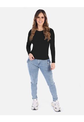 Camiseta Manga Larga Básica Para Mujer