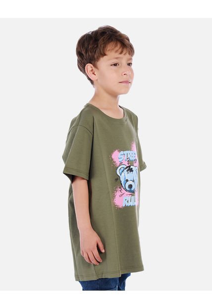 Camiseta Para Niño Con Diseño Urbano Y Estampado De Oso