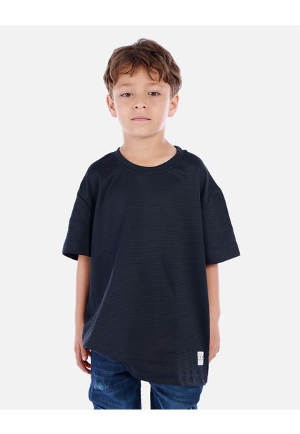 Camiseta Waffle Para Niño Con Fit Amplio Y Textura Acanalada