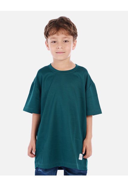 Camiseta Waffle Para Niño Con Fit Amplio Y Textura Acanalada