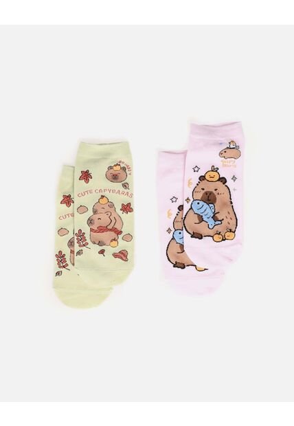 Medias Set X2 Con Diseño Capibara