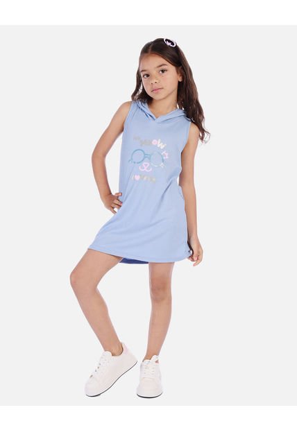 Vestido Corto Sin Mangas Para Niña Con Capucha