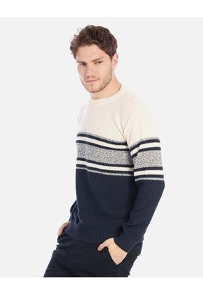 Suéter Tejido Para Hombre Con Franjas Modernas