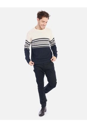 Suéter Tejido Para Hombre Con Franjas Modernas