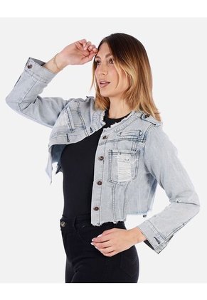 Chaqueta Jean Azul Claro Mujer