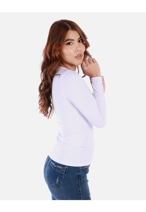 Camiseta Manga Larga Básica Para Mujer Cuello En V