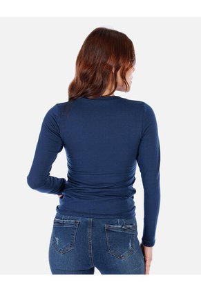 Camiseta Manga Larga Básica Para Mujer Cuello En V