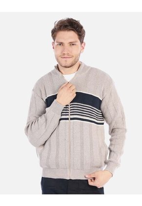 Chaqueta Tejida Para Hombre Con Franjas