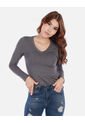 Camiseta Manga Larga Básica Para Mujer Cuello En V de Arequipe