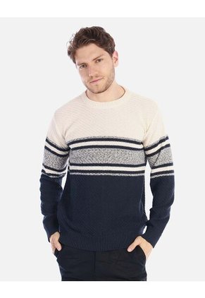 Suéter Tejido Para Hombre Con Franjas Modernas