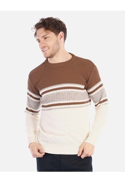 Suéter Tejido Para Hombre Con Franjas Modernas