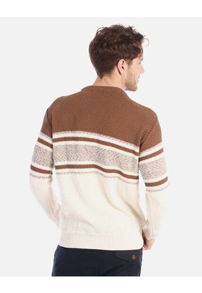 Suéter Tejido Para Hombre Con Franjas Modernas