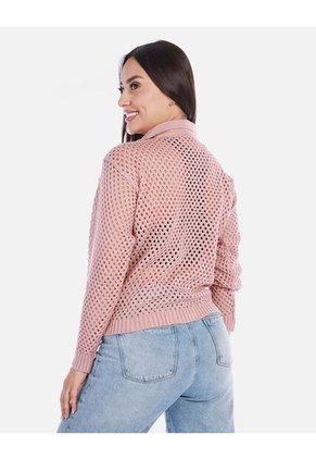 Buzo En Punto Calado Cuello V Mujer