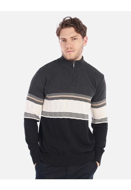 Suéter Tejido Para Hombre Con Media Cremallera