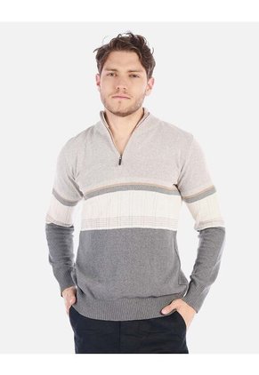 Suéter Tejido Para Hombre Con Media Cremallera