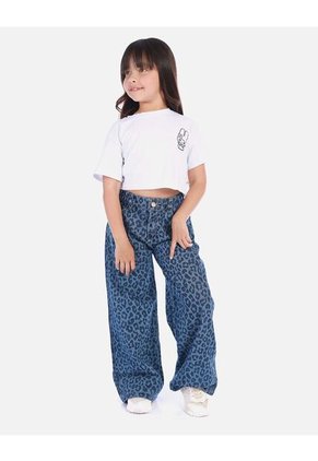 Jean Animal Print Para Niña Moderno Y Versátil