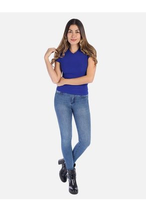 Camiseta Básica Mujer Ceñida En Rib Cuello Redondo