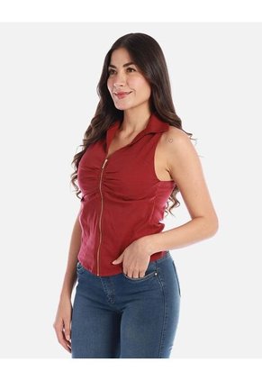 Blusa Entallada Para Mujer Con Cierre Frontal Y Ajuste Definido