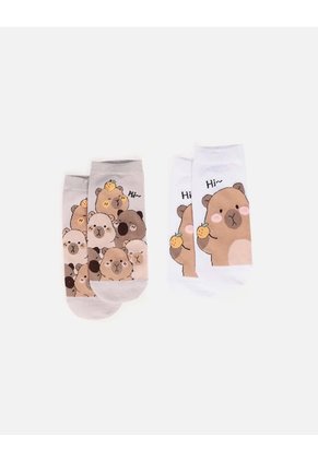 Medias Set X2 Con Diseño Capibara