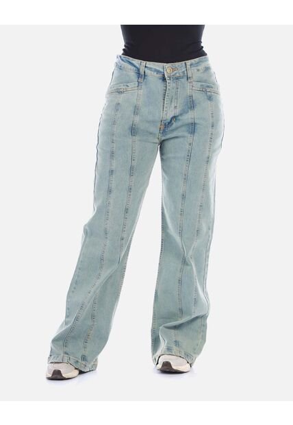 Jean Wide Leg Con Costura Frontal