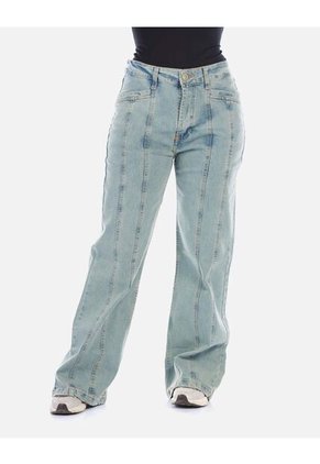 Jean Wide Leg Con Costura Frontal