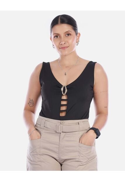 Body De Microfibra Con Escote En V