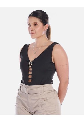 Body De Microfibra Con Escote En V