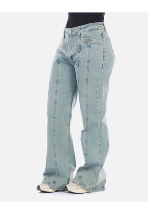 Jean Wide Leg Con Costura Frontal
