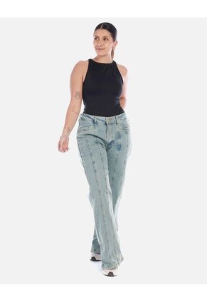 Jean Wide Leg Con Costura Frontal